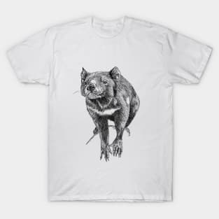 Tasmanian Tassie Devil scientific nature black ink pen drawing illustration T-Shirt